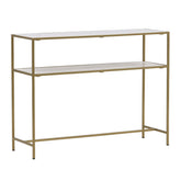 Higgins Brass Finish and White Marble Console Table